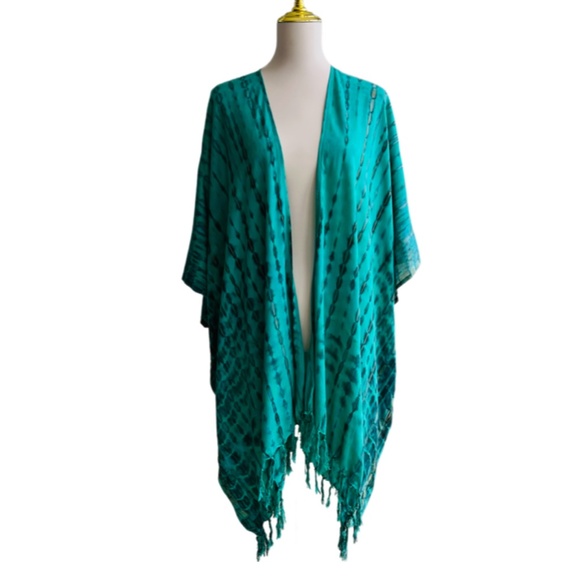 0144 / Tie Dye Green Brown Cardigan Outer, Oversized Top - Picture 8 of 13